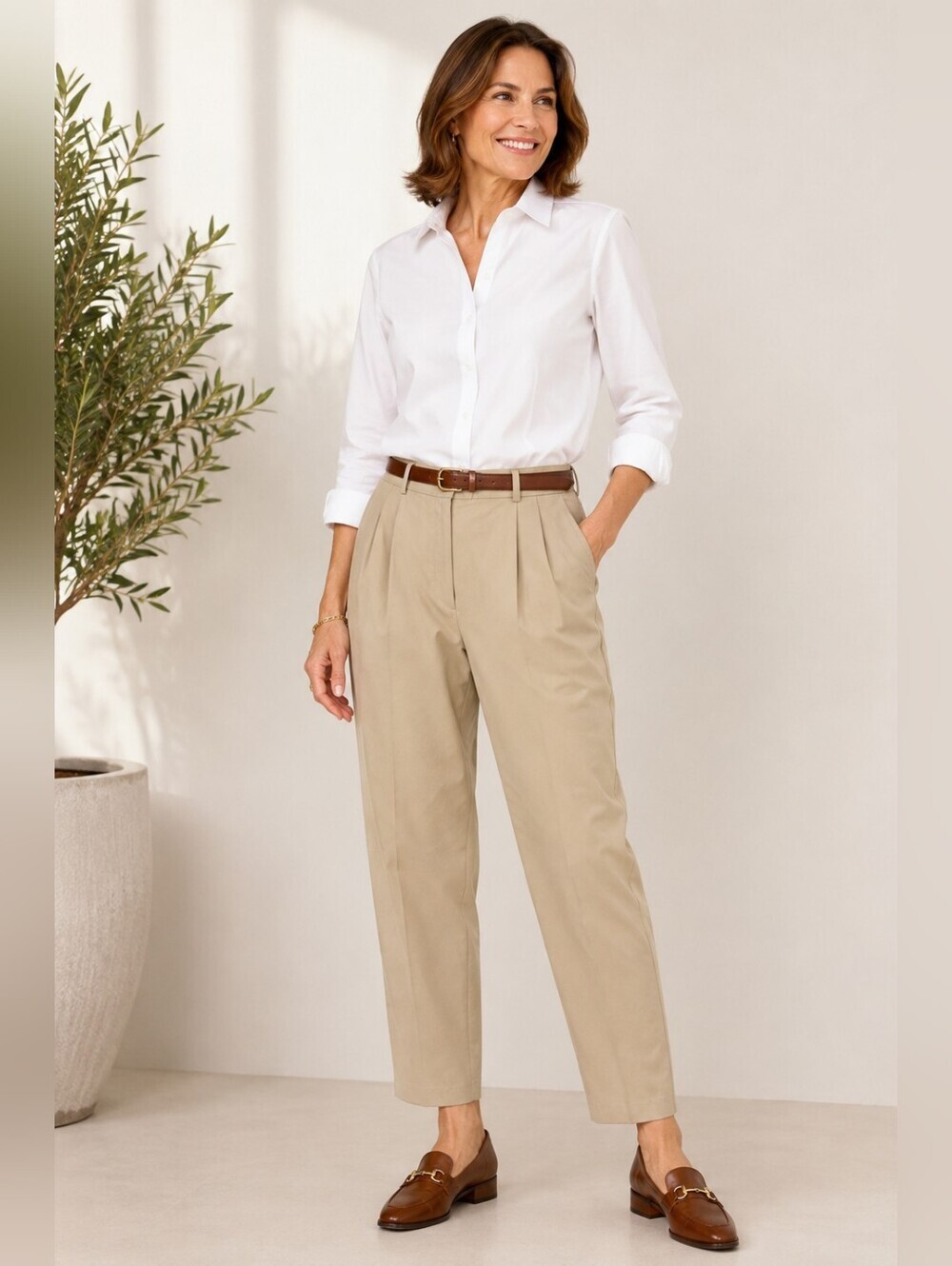 Talbots Women’s Khaki Dress Pants Size 16 Classic Pleated Front Straight Leg